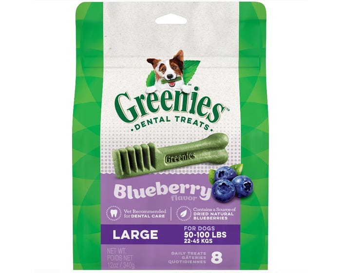 Greenies® Blueberry Large Dental Dog Treats， 12 oz. Pouch