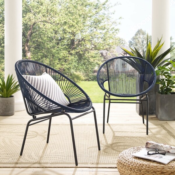 Corvus Sarcelles Woven Wicker Indoor/Outdoor Bistro Chairs (Set of 2)