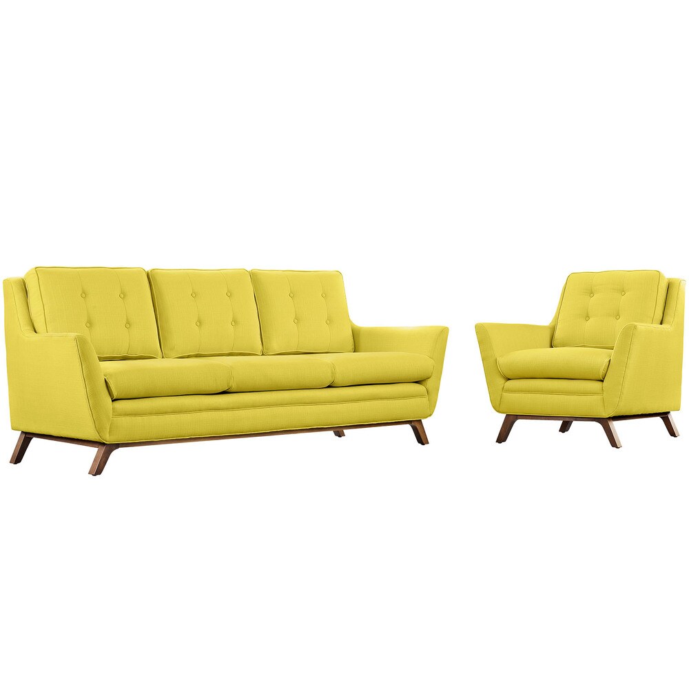 Beguile Tufted Fabric Armchair and Sofa Set