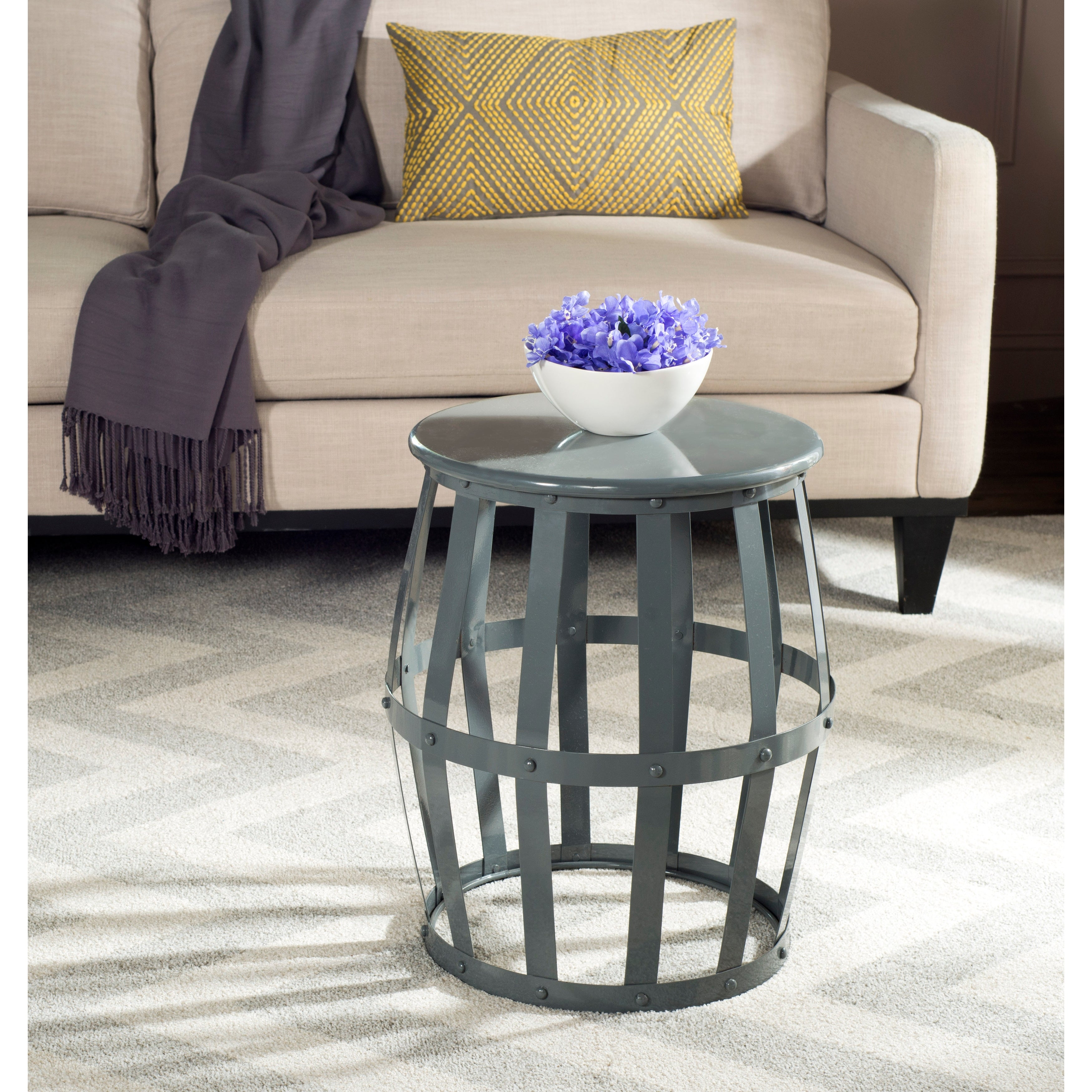 SAFAVIEH Rinaldo Grey Iron Accent Stool - 15.7