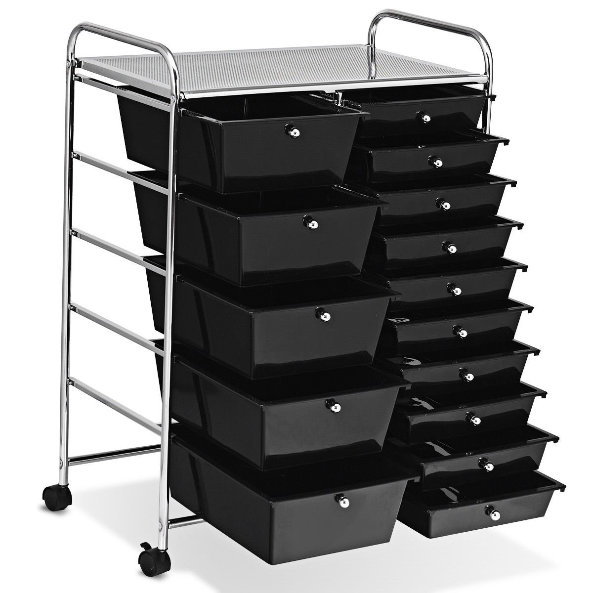 Costway 15-Drawer Rolling Organizer Cart Utility Storage Tools Scrapbook Paper Multi-Use