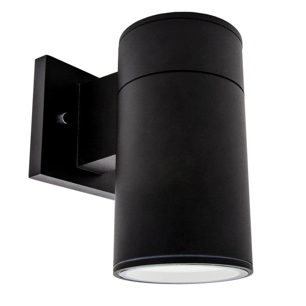 Maxxima Black LED Outdoor Wall Cylinder Light with Dusk to Dawn Sensor MEL-14125W