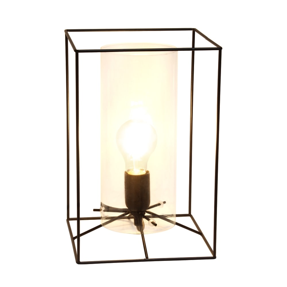 Elegant Designs Large Exposed Glass and Metal Table Lamp  Black/Clear   7.8\