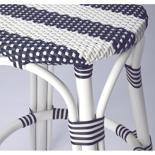 Butler Tobias Blue and White Rattan Counter Stool