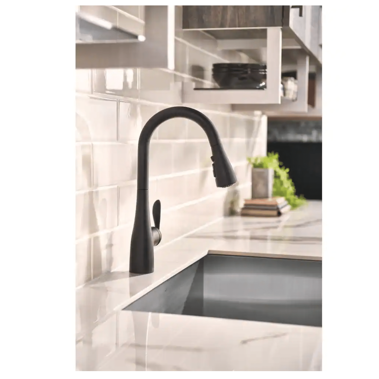 Moen Arbor Single-Handle Pull-Down Sprayer Kitchen Faucet with Power Boost in Matte Black