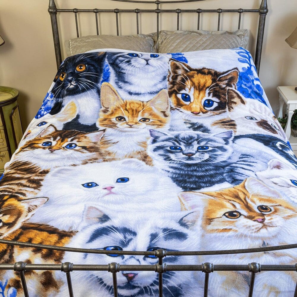 Kitten Collage Super Soft Full/Queen Size Plush Fleece Blanket by Jenny Newland