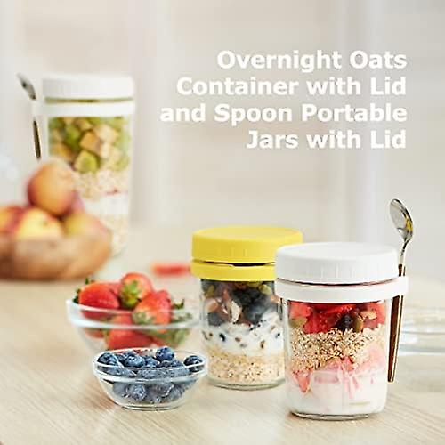 2 Pack Overnight Oats Containers - 12 Oz Mason Jars for Breakfast On-the-Go （2 PACK）