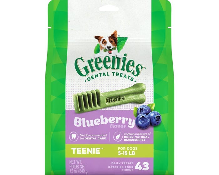 Greenies® Blueberry Teenie™ Dental Dog Treats， 12 oz. Bag (43 Treats)