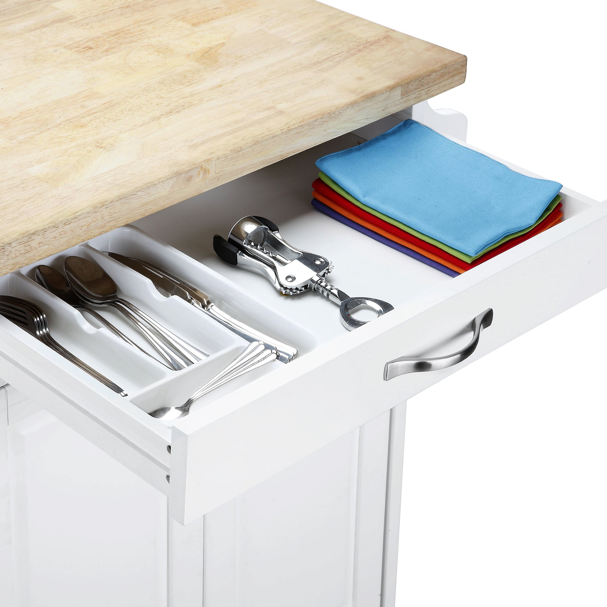 Mainstays Kitchen Island Cart with Drawer and Storage Shelves, White