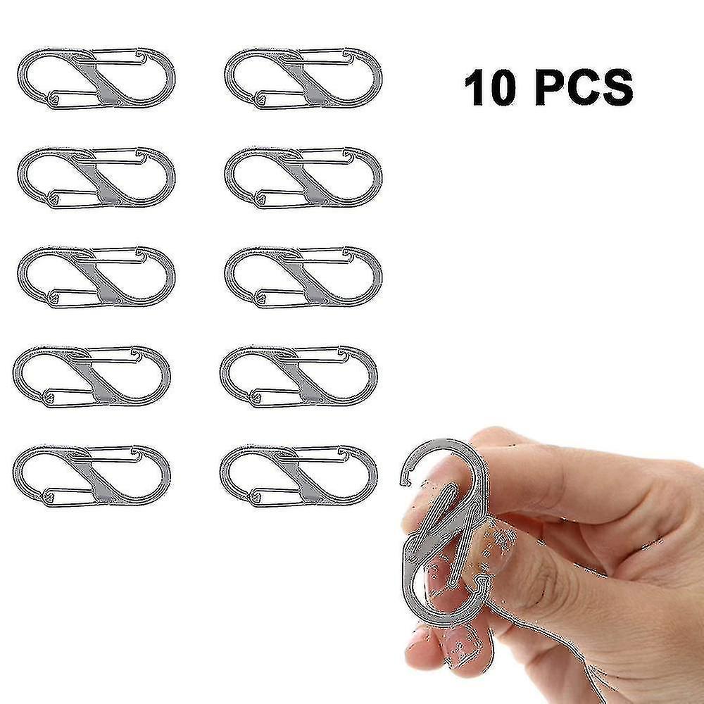 Carabiner Clip， S-shaped Hooks， Aluminum Alloy Dual Locking，10 Pcs