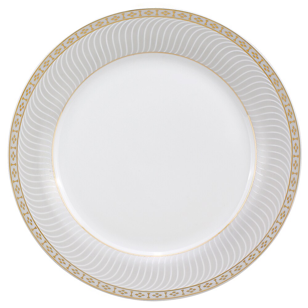 Lorren Home Trends 57 piece Porcelain Gold Accent Dinnerware Set