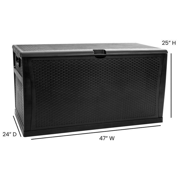 Merrick Lane 120 Gallon Weather Resistant Outdoor Storage Box For Decks Patios Poolside And More