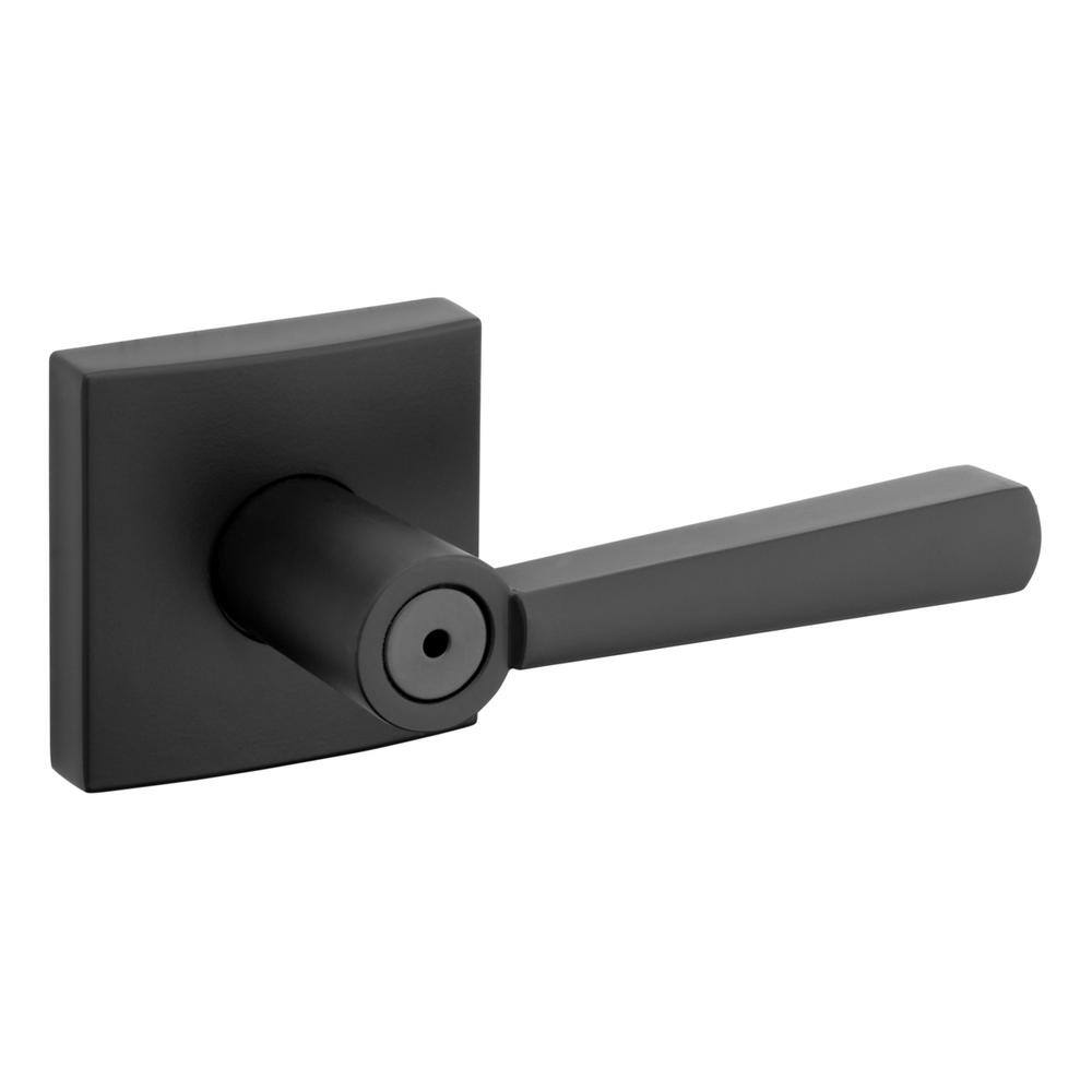 Baldwin Prestige Spyglass Matte Black BedBath Door Handle with Microban Antimicrobial Technology 353SPLSQR514CP6