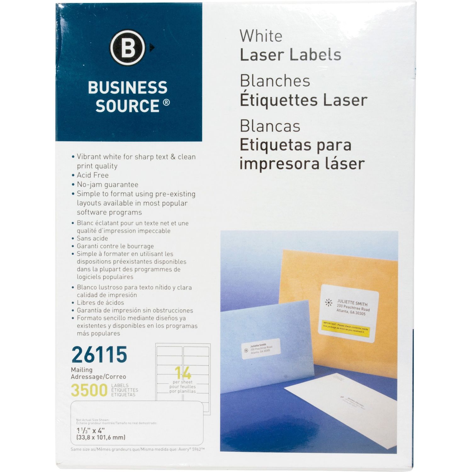 Bright White Premium-quality Address Labels by Business Source BSN26115