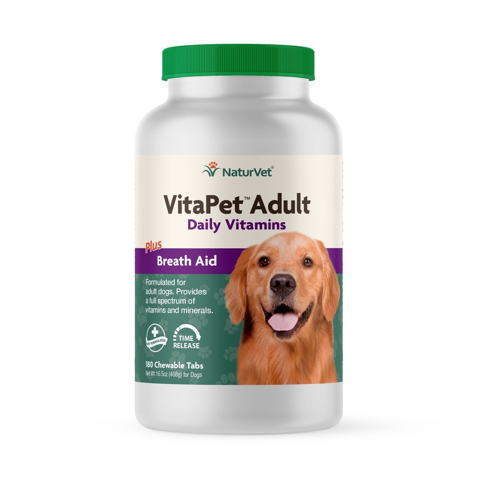 NaturVet VitaPet Adult Daily Vitamins Plus Breath Aid for Dogs， 60 ct