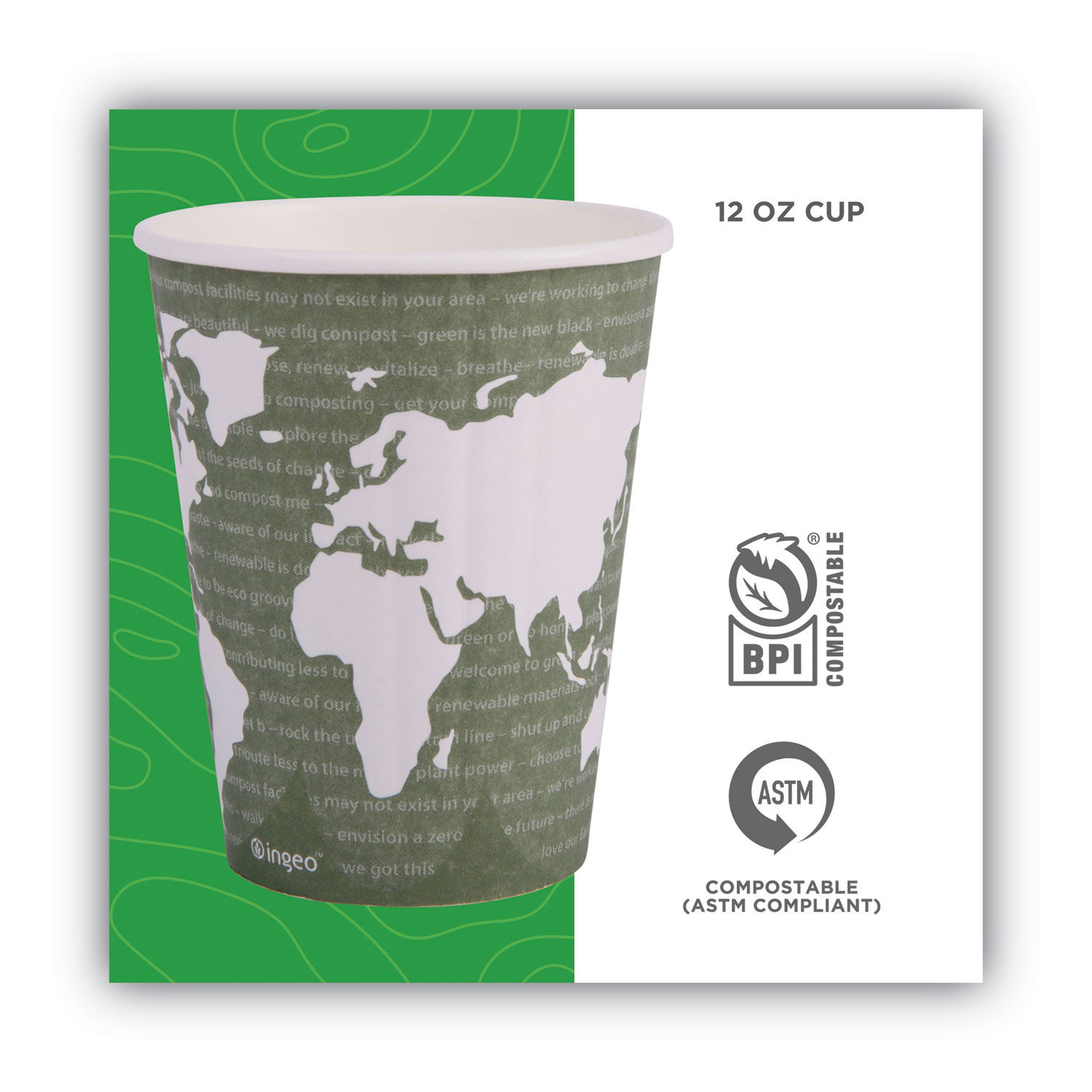 World Art Renewable and Compostable Insulated Hot Cups by Eco-Productsandreg; ECOEPBNHC12WD