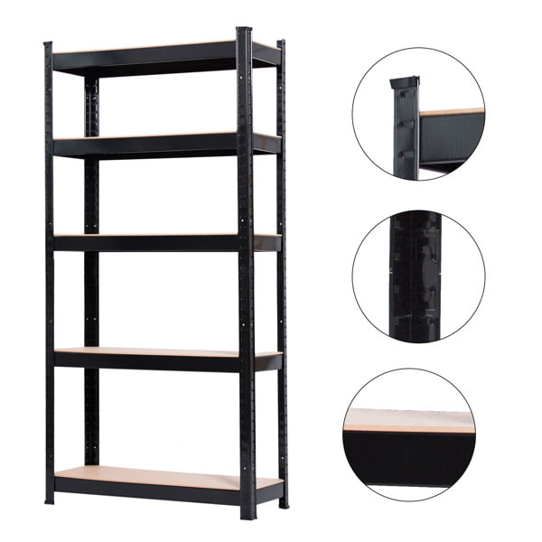 Muscle Rack 30 in. W x 60 in. H x 12 in. D 5-Tier Black Steel Shelving Unit