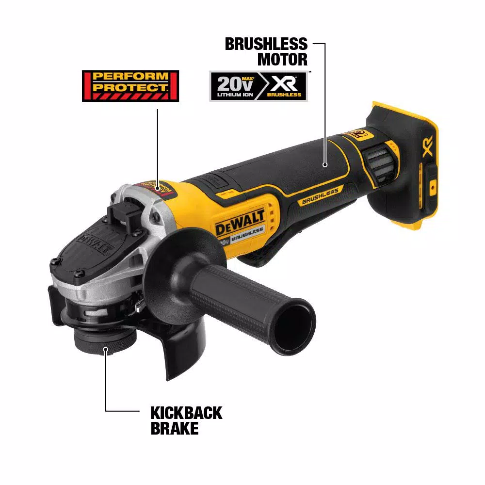 DEWALT 20-Volt MAX XR Cordless Brushless 4-1/2 in. Paddle Switch Small Angle Grinder with Kickback Brake (Tool Only) and#8211; XDC Depot