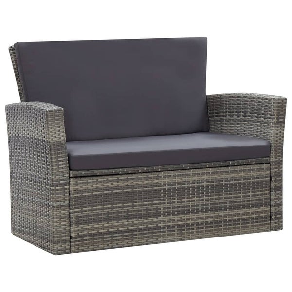 4 Piece Garden Lounge Set with Cushions Poly Rattan Gray - Overstock - 35107067