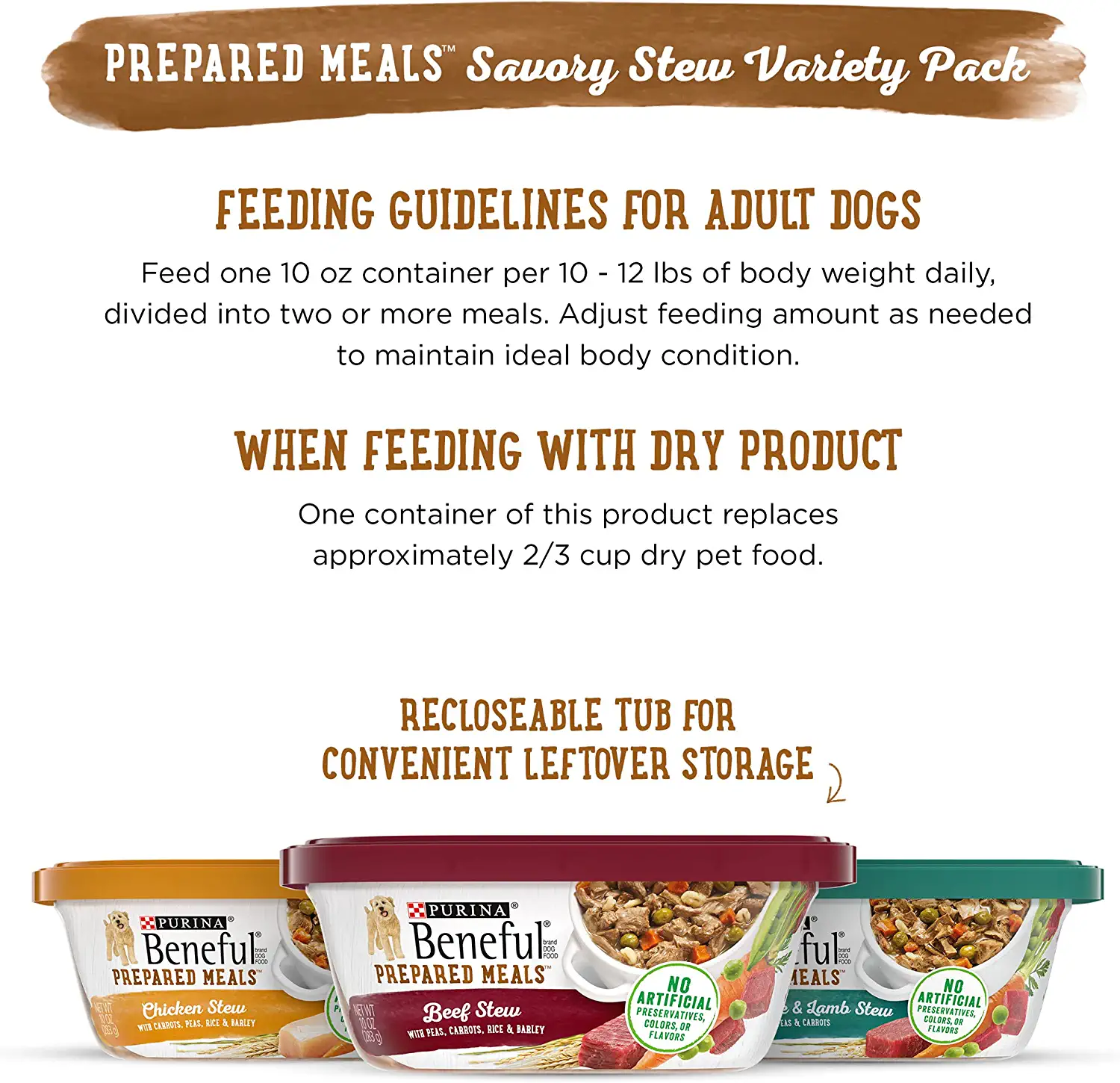 Purina Beneful High Protein Gravy Wet Dog Food Variety Pack， Prepared Meals Stew - (12) 10 oz. Tubs