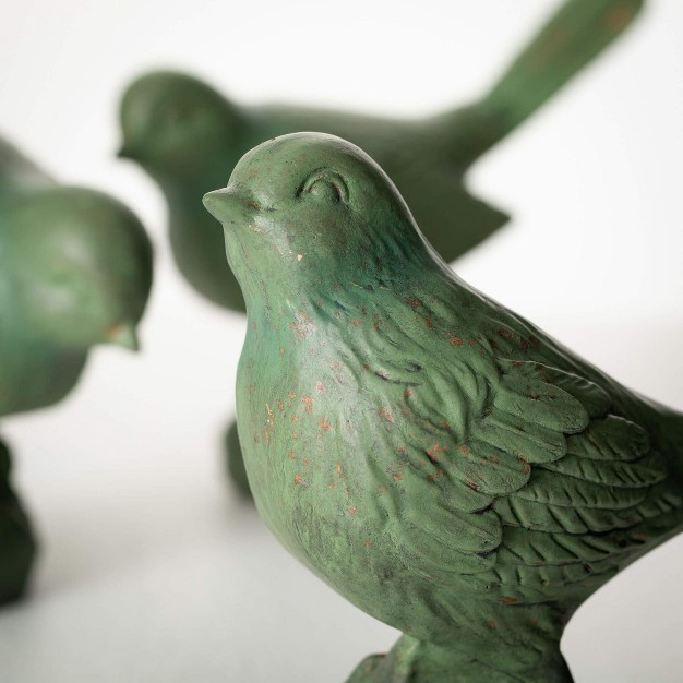 amp 8 25 quot Green Bird Figurine Set Of 3 Resin