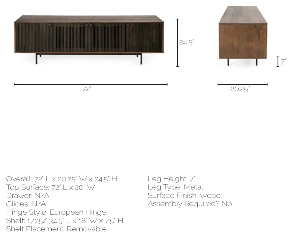 Grace I Two Toned Solid Wood Media Console With Slated Doors  TV up to 82 quot  Industrial   Entertainment Centers And Tv Stands   by HedgeApple  Houzz