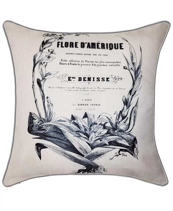 Edie@Home NYBG Tropical Paradise Embroidered Decorative Pillow， 20 x 20