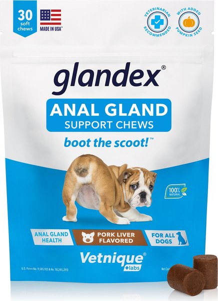 Vetnique Labs Glandex Anal Gland and Probiotic Pork Flavored Pumpkin Fiber and Digestive Soft Chew Dog Supplement