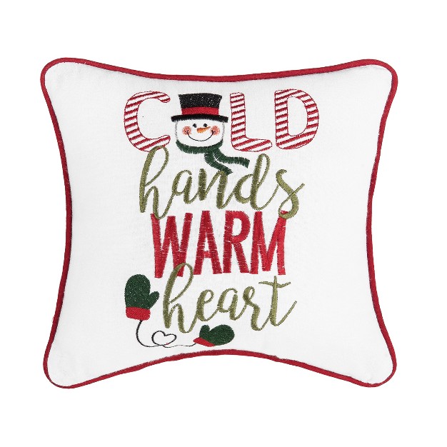 C amp f Home Cold Hands Warm Heart Embroidered Throw Pillow