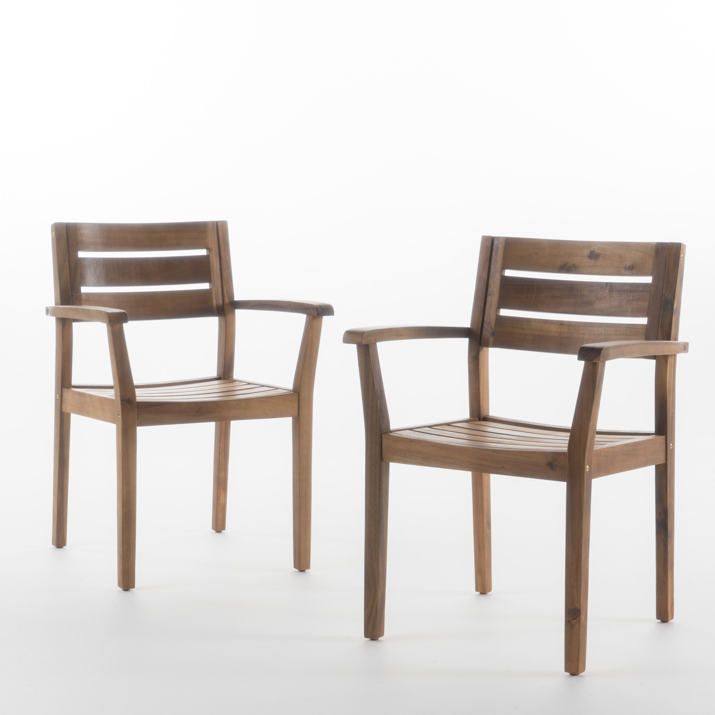 Stanyan Outdoor Teak Finish Acacia Wood Dining Chairs (Set of 2)