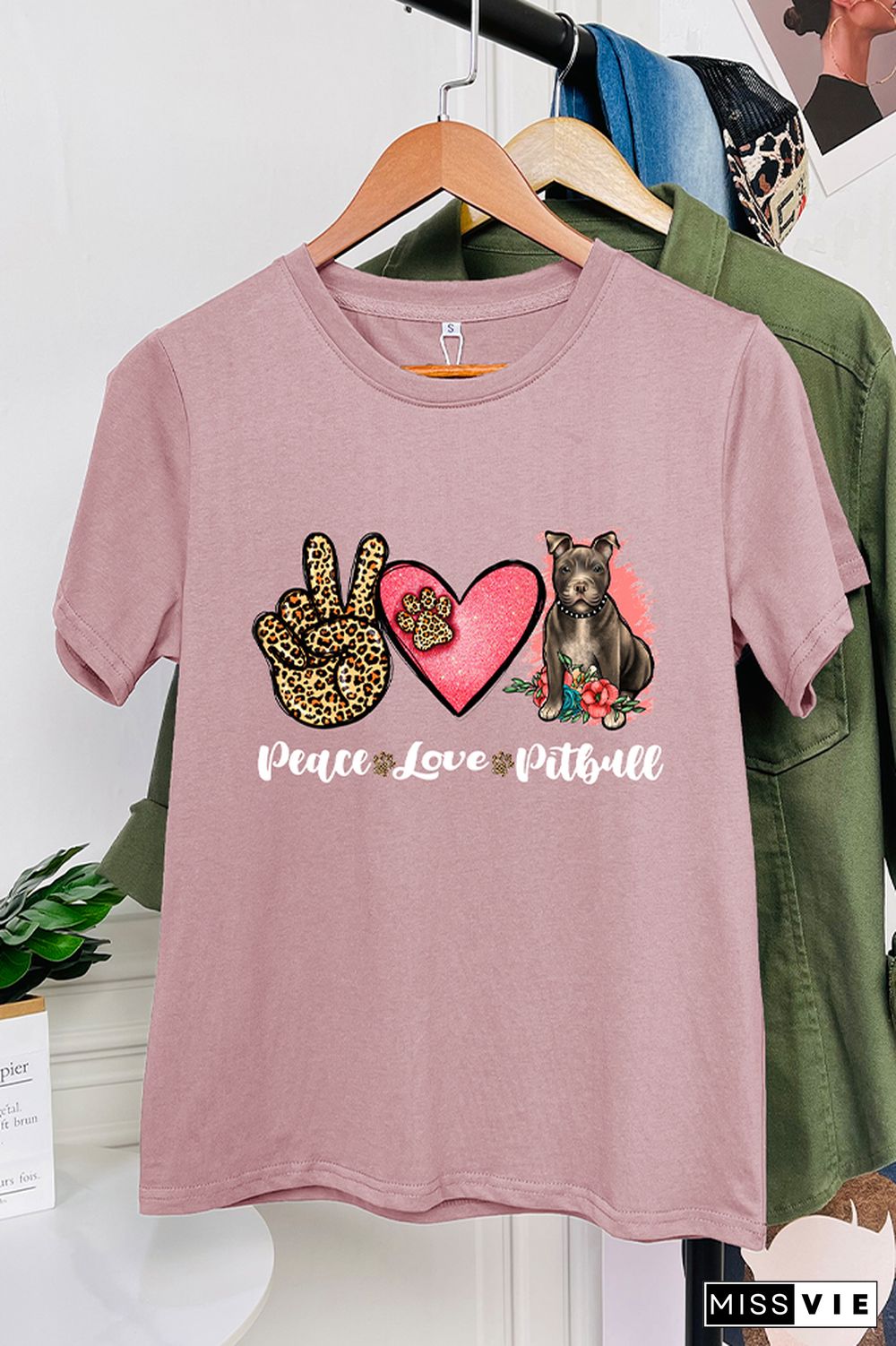 Peace Love Pitbull Short Sleeve Graphic Tee Wholesale