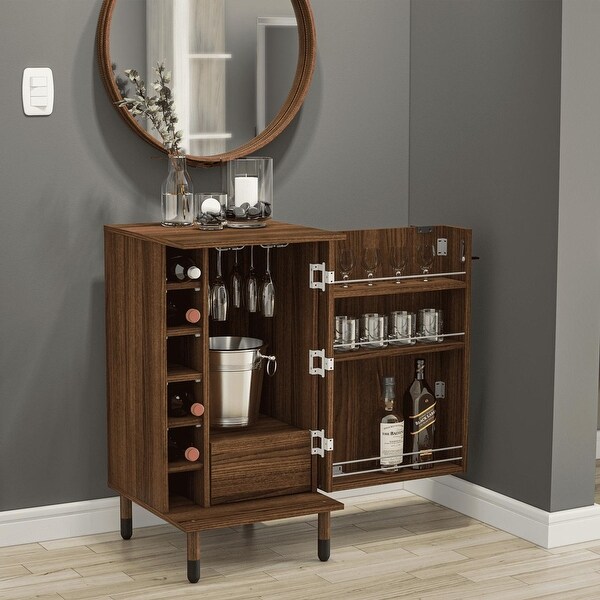 Wrexham Bar Cabinet， 01 Door 06 Wine Racks， 01 Drawer