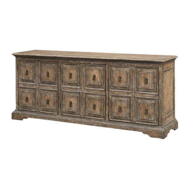 Dennis Antique Insipired 3 Door Storage Credenza sideboard Weathered Brown Treasure Trove