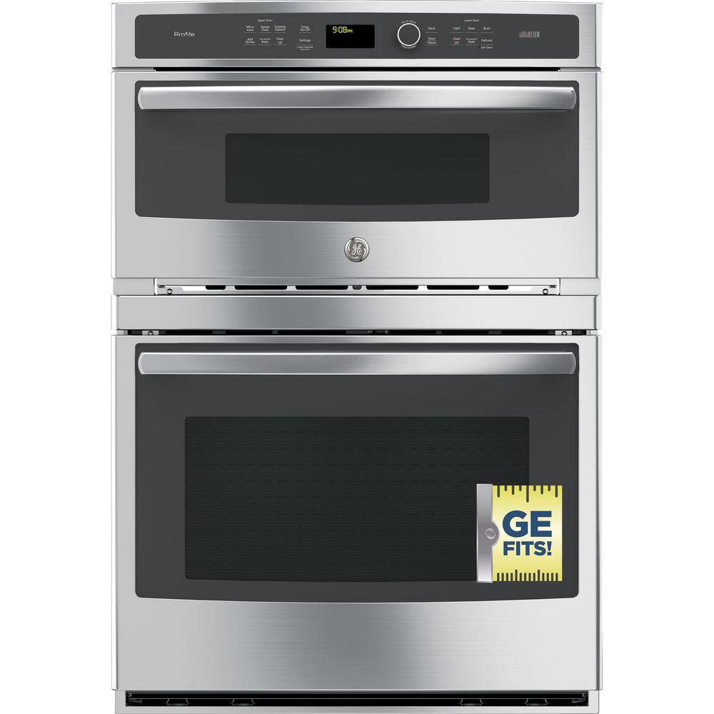 GE Profile Profile 30 in. Double Electric Convection Wall Oven with Built-In Advantium Microwave in Stainless Steel PT9800SHSS