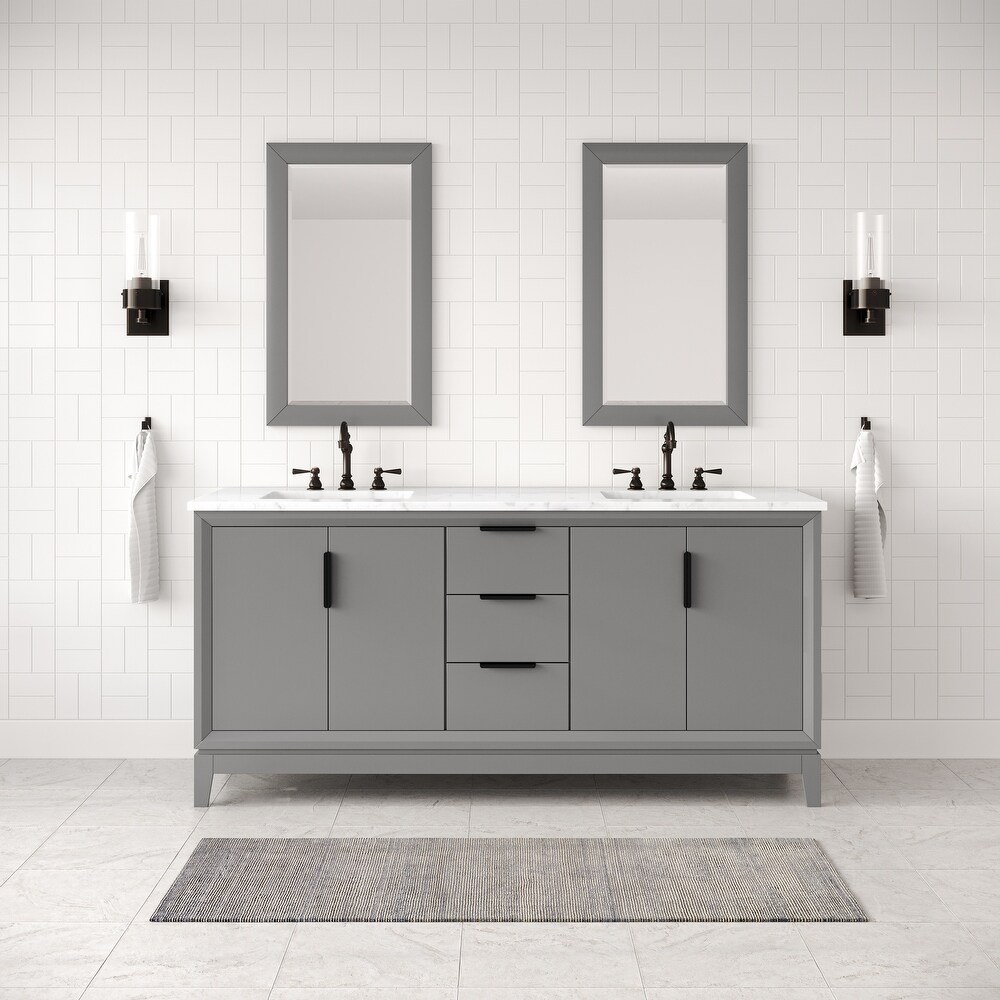 Elizabeth 72 Inch Double Sink Carrara White Marble Vanity