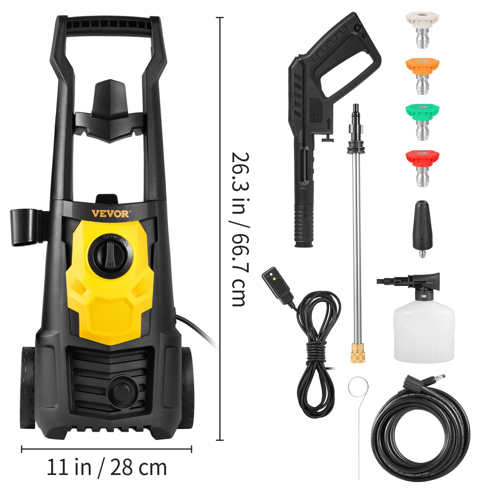 BENTISM 2000PSI 1.76GPM Pressure Electric High Pressure Washer 1500W Motor Jet Sprayer