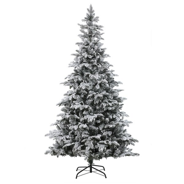 Prelit LED 7ft PE/PVC Artificial Snow Flocked Christmas Tree with Metal Stand