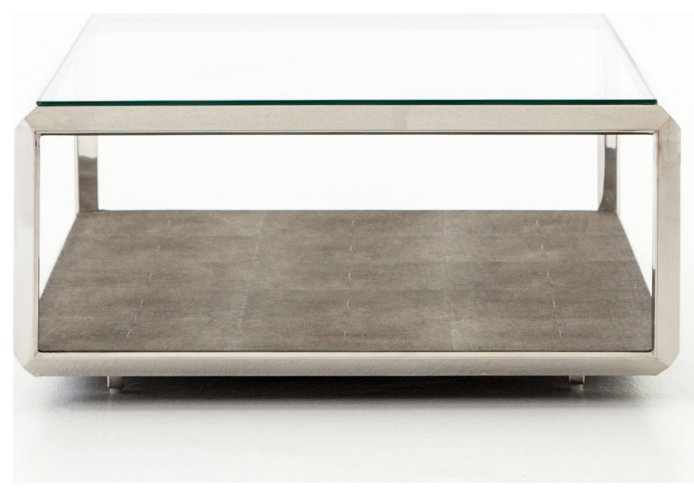 Hollywood Shagreen Shadow Box Glass Coffee Table Polished   Contemporary   Coffee Tables   by Zin Home  Houzz