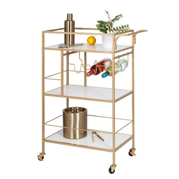 3-Tier Bar Cart， Gold/White