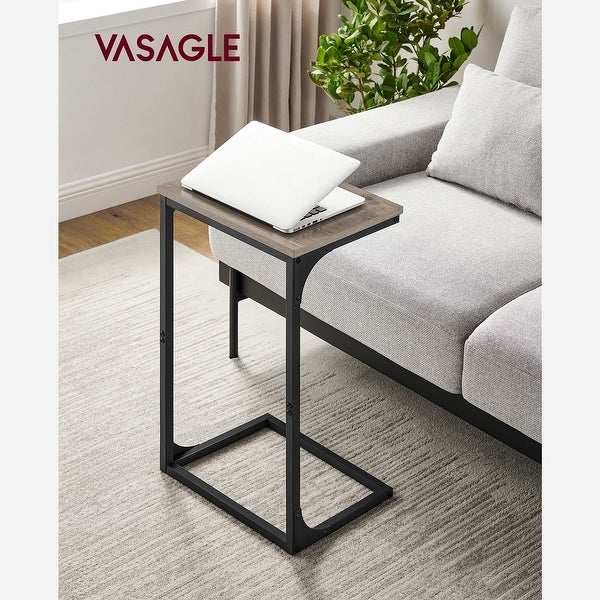 C-Shaped Side Table， End Table for Sofa， Couch Table with Metal Frame， Industrial， for Study