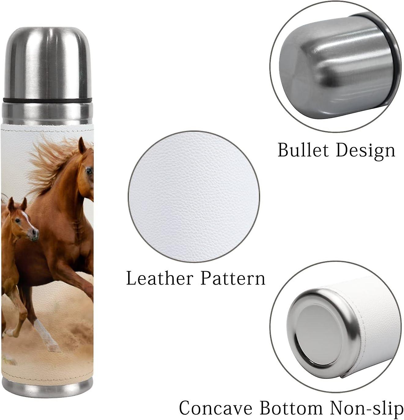 Insulated Mug Stainless Steel Water Bottle Horse Running With Child Outside Vacuum Cup Travel Mug For Office