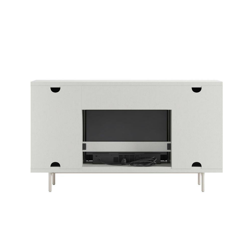 SCOTT LIVING Cestoni 60 in. Freestanding Media Console Wooden Electric Fireplace in White HDSLFP60L-3B