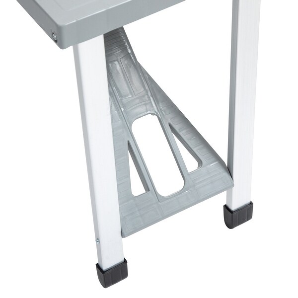 Portable Aluminum Picnic Table Set with Umbrella Hole， Gray