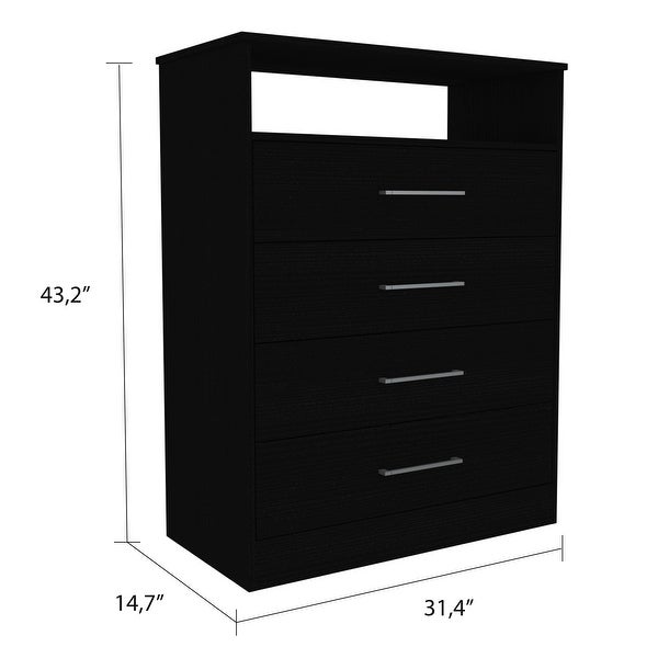 Simplicity 4-Drawer 1-Shelf Dresser， Modern Storage Cabinet， Superior Top， Storage Dressers Organizer for Living Room Bedroom - - 37828126