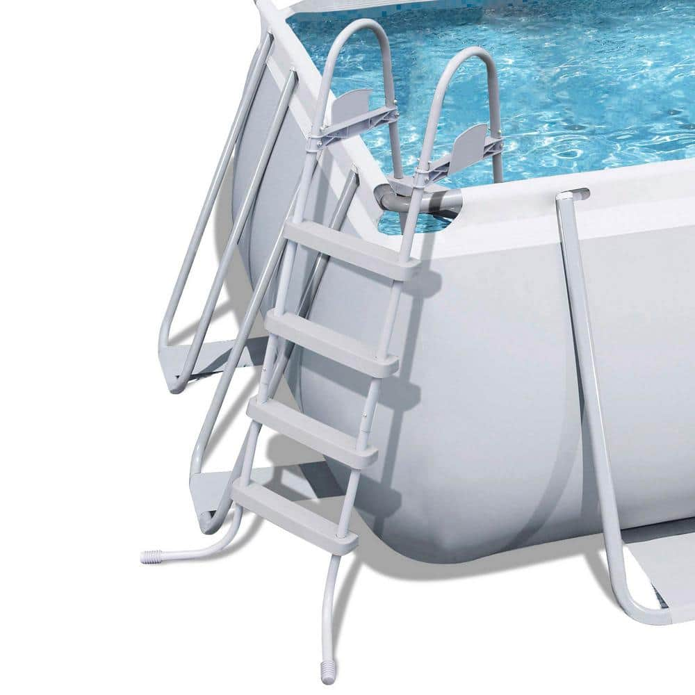 Bestway 18' x 9' Rectangular 48 in. Deep Metal Frame Above Ground Swimming Pool Set 56536E-BW