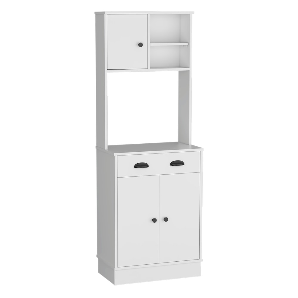 Microwave Storage Stand with 3 Doors and Drawer Arlington  White / Macadamia Finish