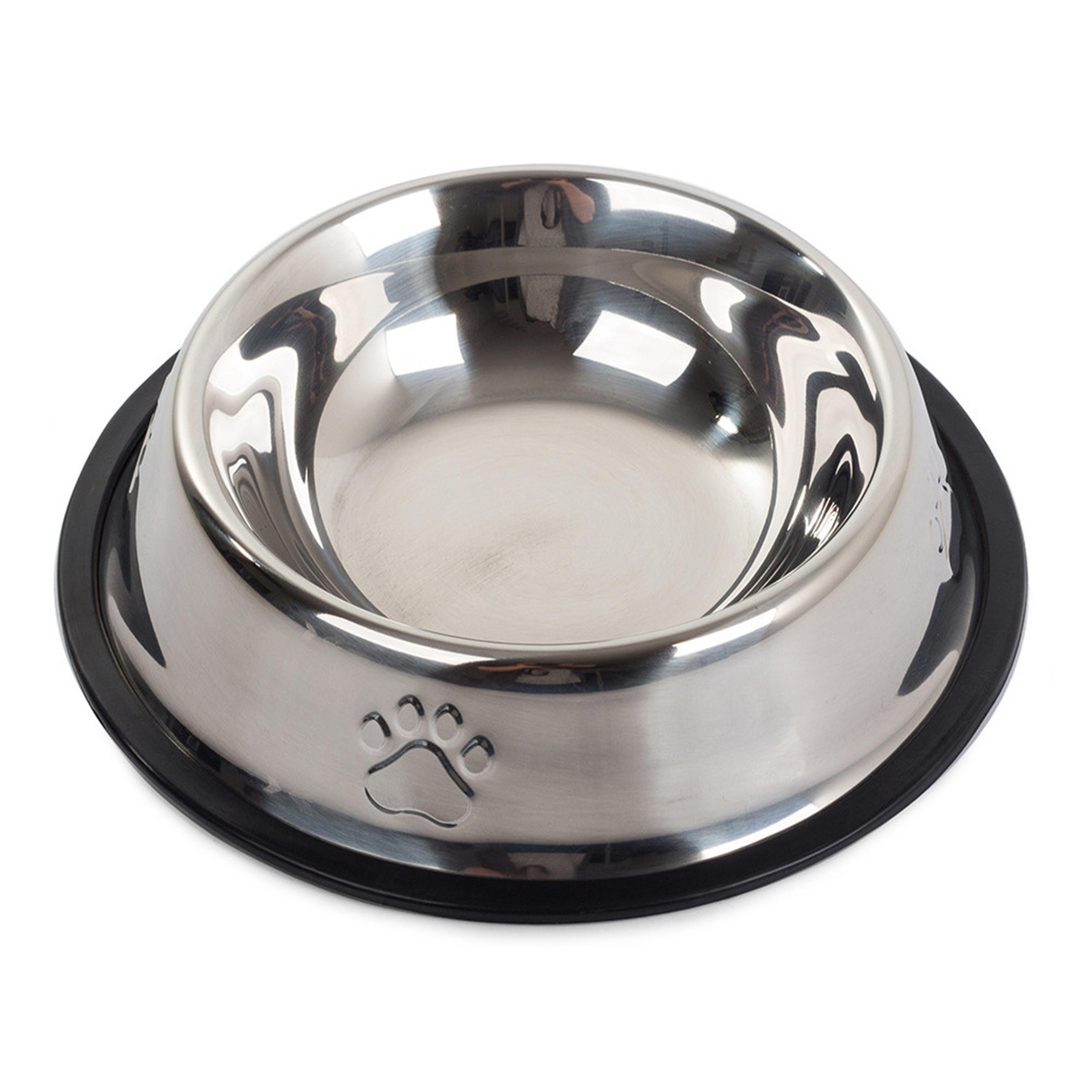 H-basics 2x dog bowl made of stainless steel - feeding bowl， food bowl， dog， cat， pet， food bowl， non-slip， dog bowl， cat bowl， 150ml