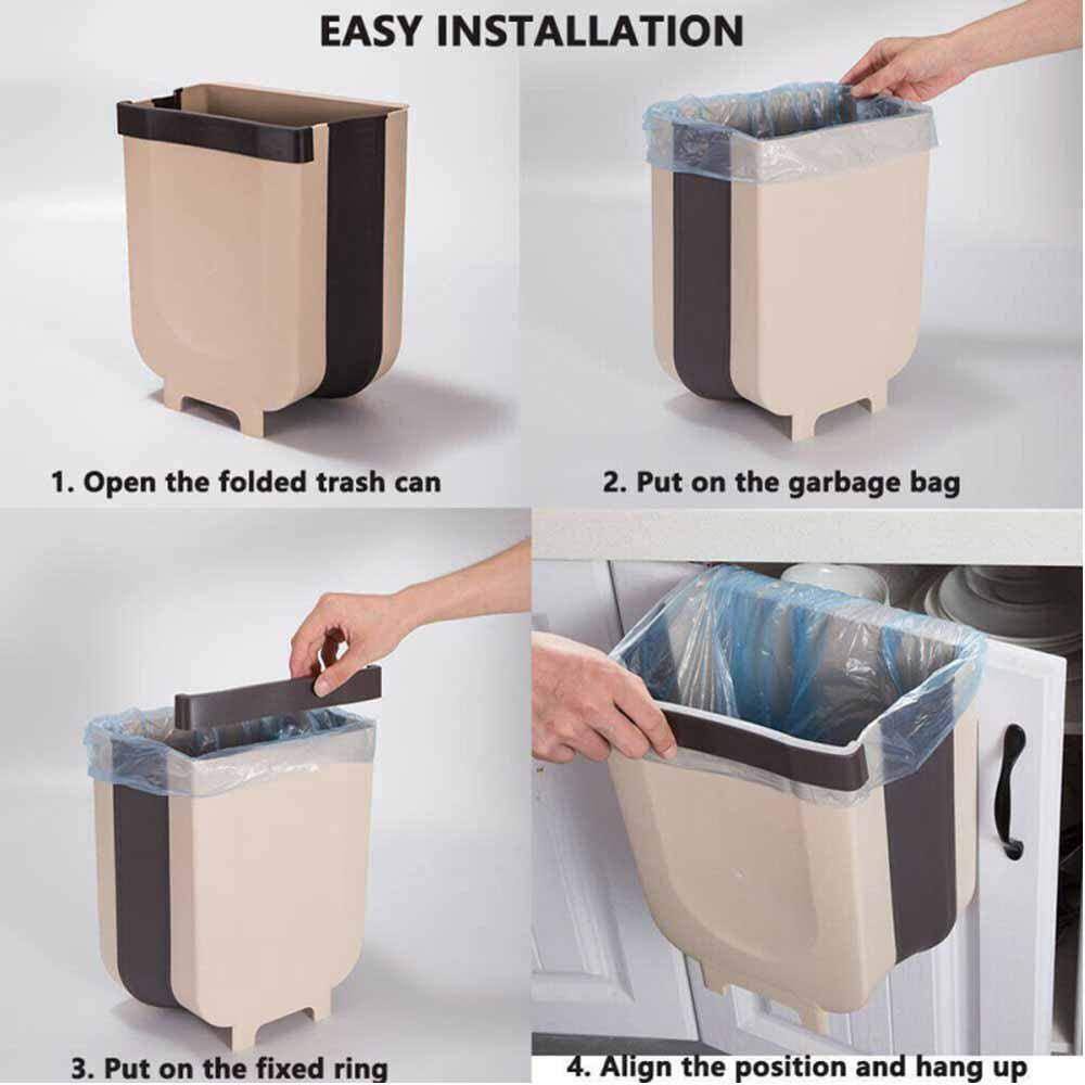 LIGHTSMAX 9 l Hanging Collapsible Folding Trash Can Waste Bin for Home Car Bridge CTC