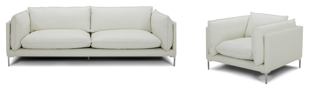 Divani Casa Harvest Modern White Full Leather Chair   Contemporary   Armchairs And Accent Chairs   by Vig Furniture Inc.  Houzz