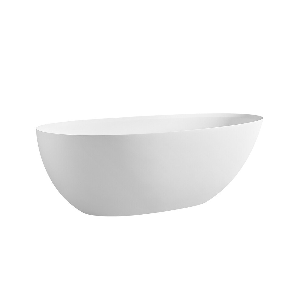 67 in. W Solid Surface Freestanding Flatbottom Soaking Bathtub